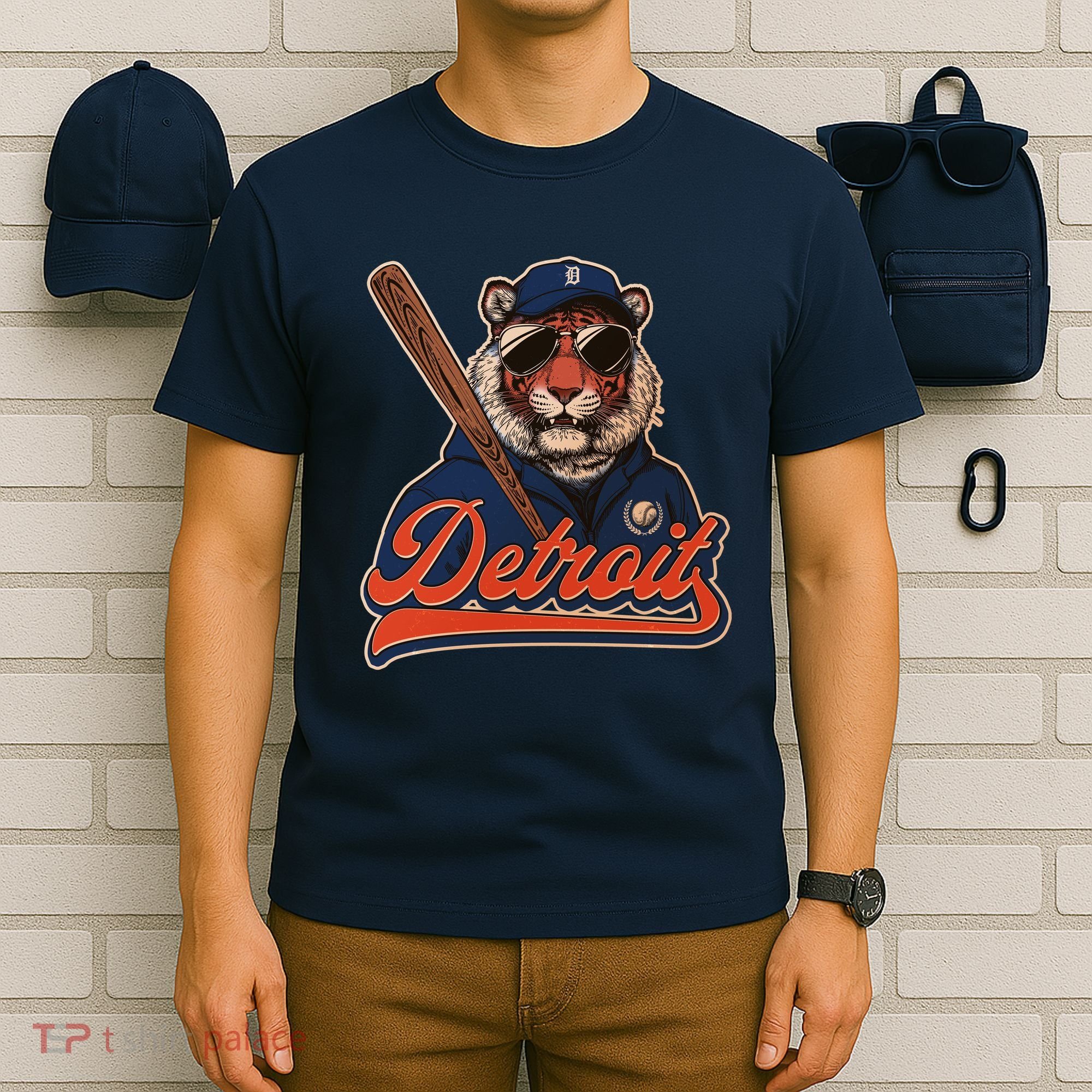 Retro Vintage Detroit Baseball Mascot Sports Fan T-Shirt