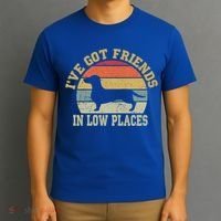 Retro Vintage Dachshund I've Got Friends In Low Place Gift T-Shirt thumb 3