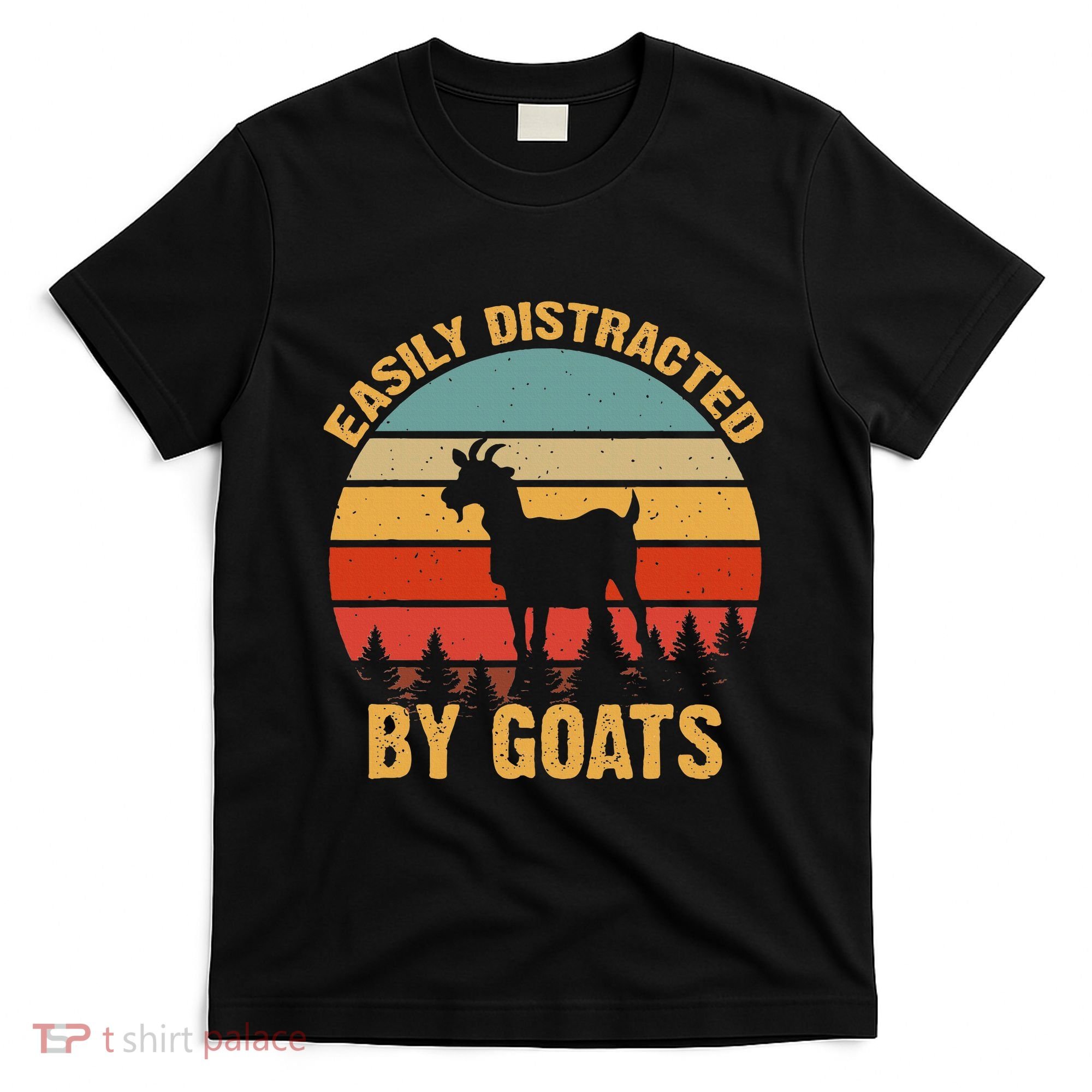 Retro Vintage Easily Distracted By Goats Funny Goat Lover T-Shirt