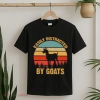 Retro Vintage Easily Distracted By Goats Funny Goat Lover T-Shirt thumb 2