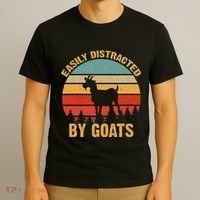 Retro Vintage Easily Distracted By Goats Funny Goat Lover T-Shirt thumb 3