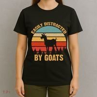 Retro Vintage Easily Distracted By Goats Funny Goat Lover T-Shirt thumb 4