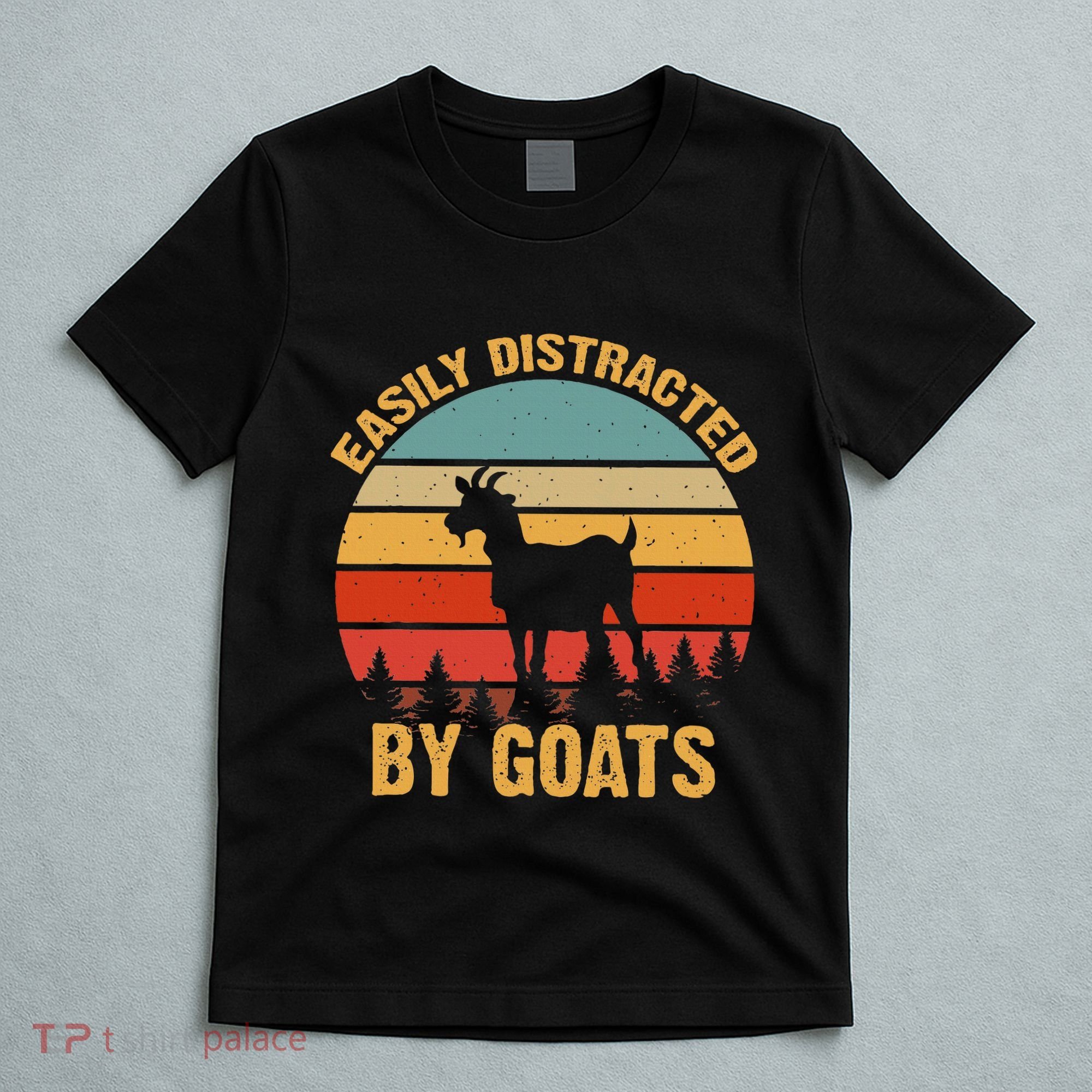 Retro Vintage Easily Distracted By Goats Funny Goat Lover T-Shirt