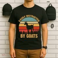 Retro Vintage Easily Distracted By Goats Funny Goat Lover T-Shirt thumb 6