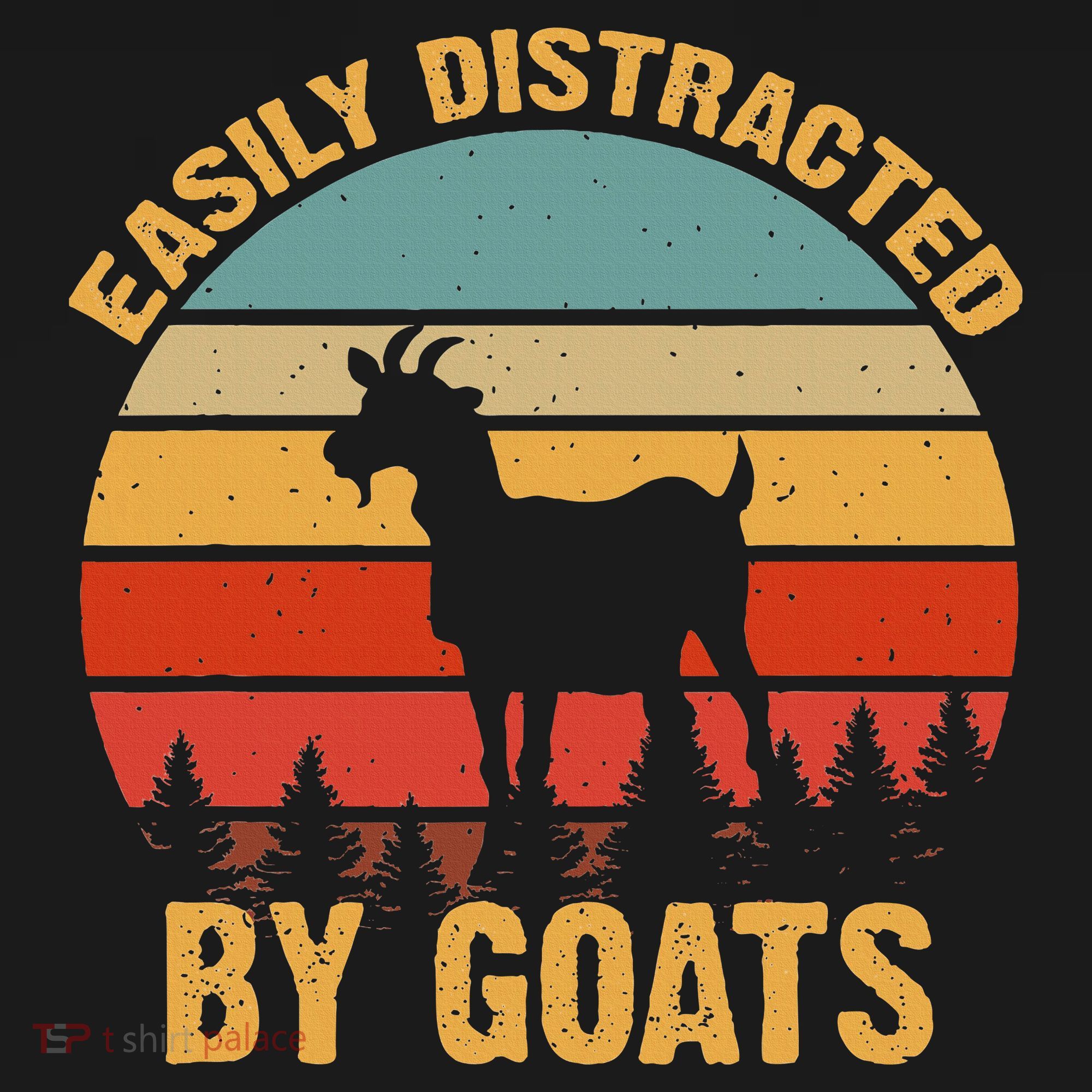Retro Vintage Easily Distracted By Goats Funny Goat Lover T-Shirt