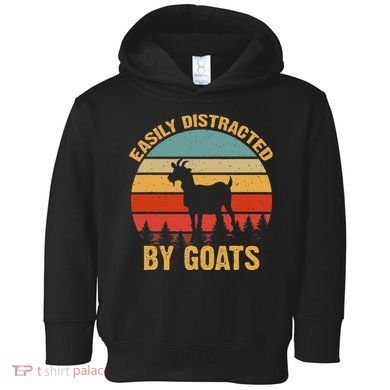 Retro Vintage Easily Distracted By Goats Funny Goat Lover Toddler Hoodie