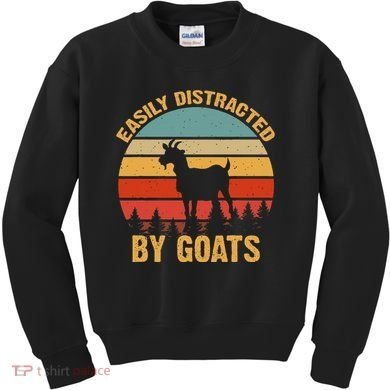 Retro Vintage Easily Distracted By Goats Funny Goat Lover Kids Sweatshirt