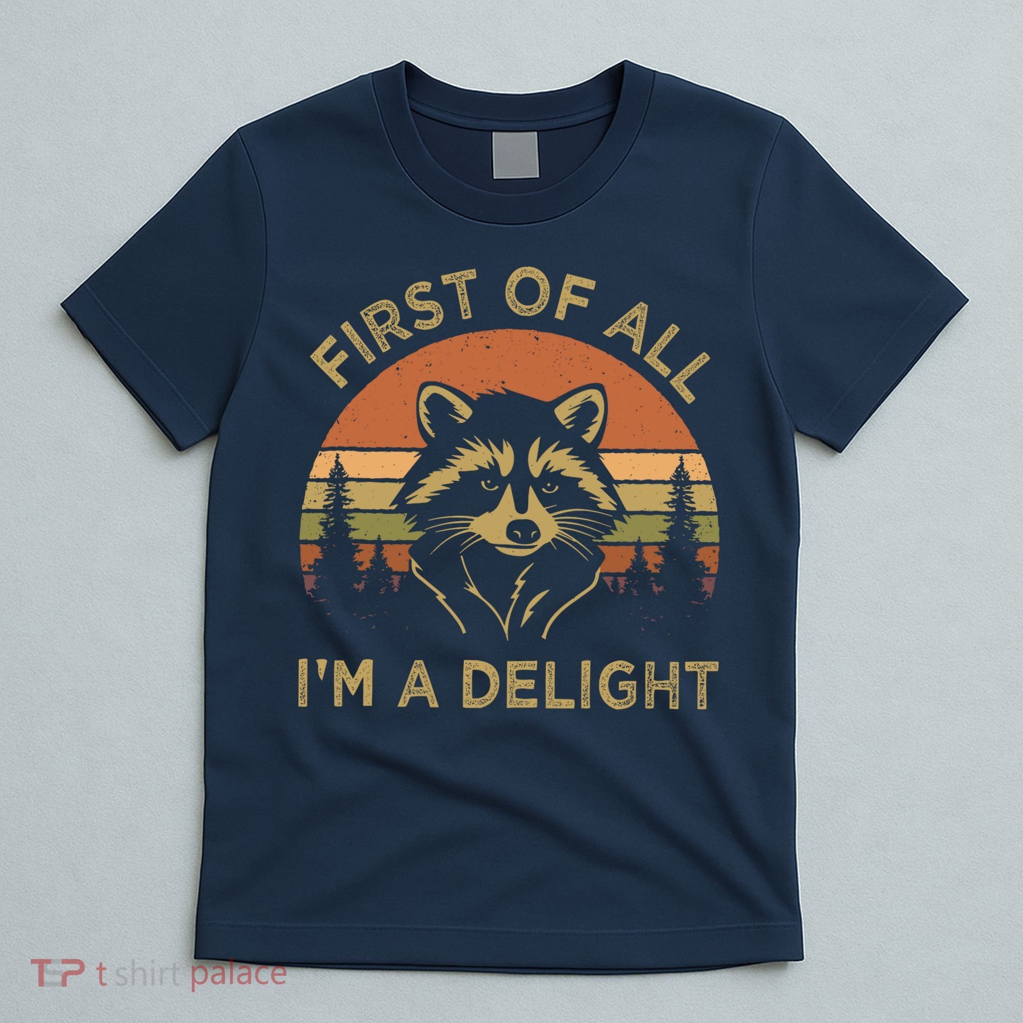 Retro Vintage First Of All IM A Delight Funny Raccoon T-Shirt