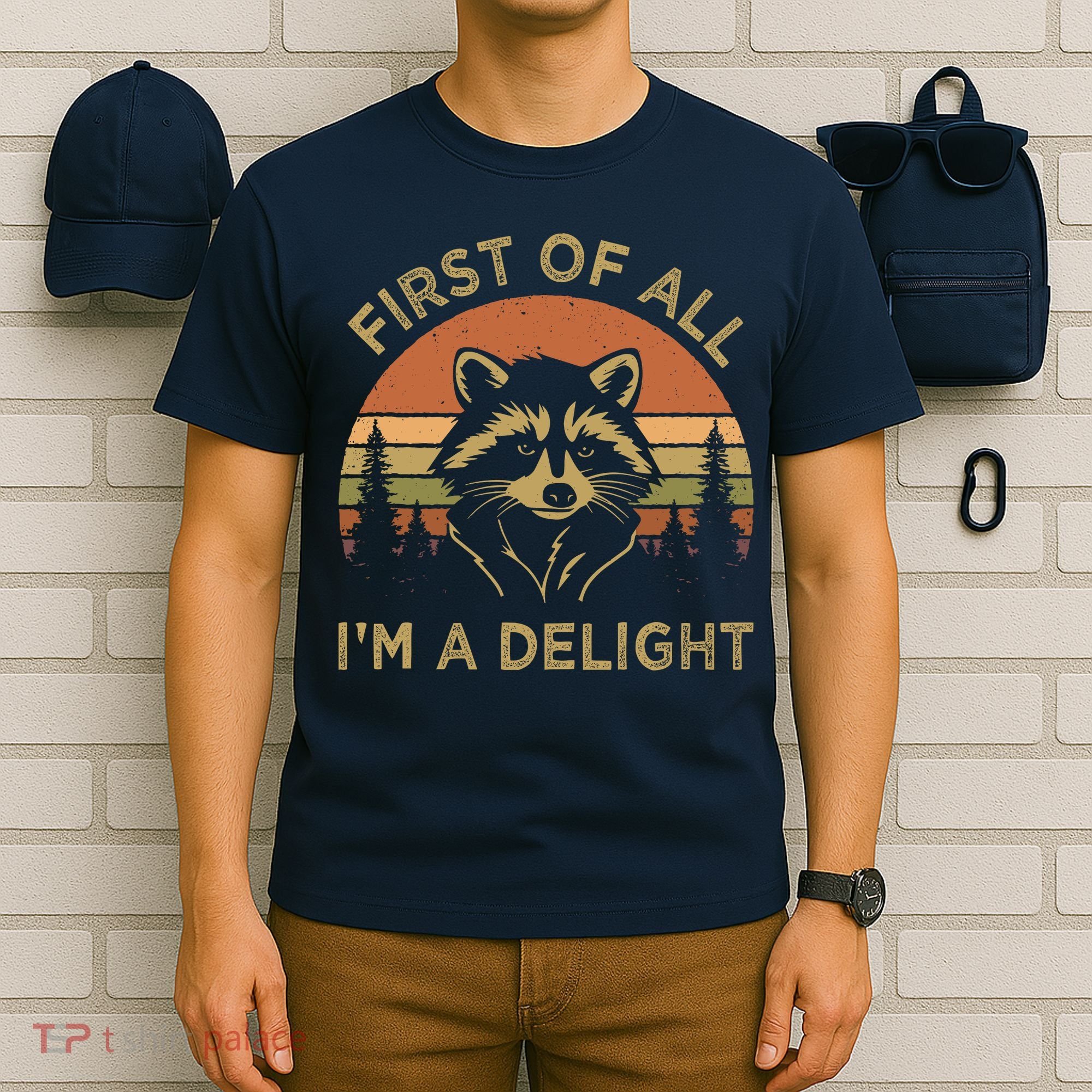 Retro Vintage First Of All IM A Delight Funny Raccoon T-Shirt