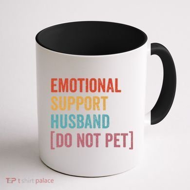 Retro Vintage Funny Emotional Support Husband Do Not Pet Coffee Mug back