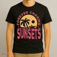 Retro Vintage Forever Chasing Sunsets Summer Vacation Outfit T-Shirt thumb 3