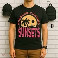 Retro Vintage Forever Chasing Sunsets Summer Vacation Outfit T-Shirt thumb 6