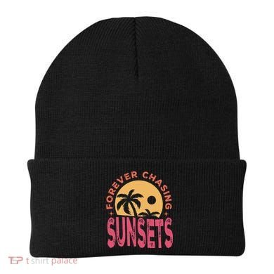 Retro Vintage Forever Chasing Sunsets Summer Vacation Outfit Beanie