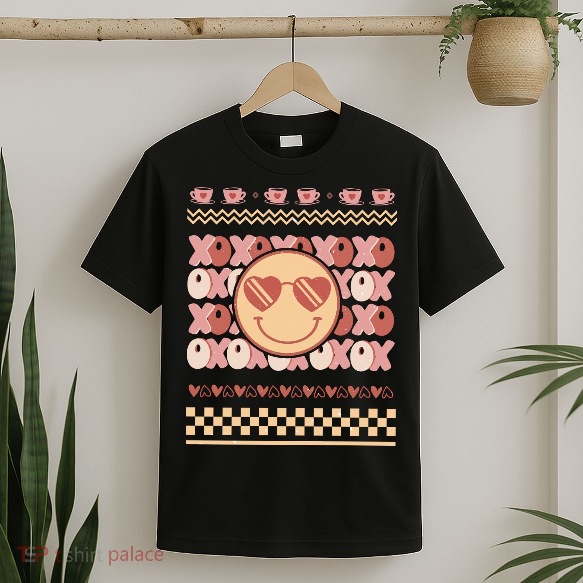Retro Valentine Funny XOXO Smile Face Ugly Sweater Gift For Valentine Day T-Shirt