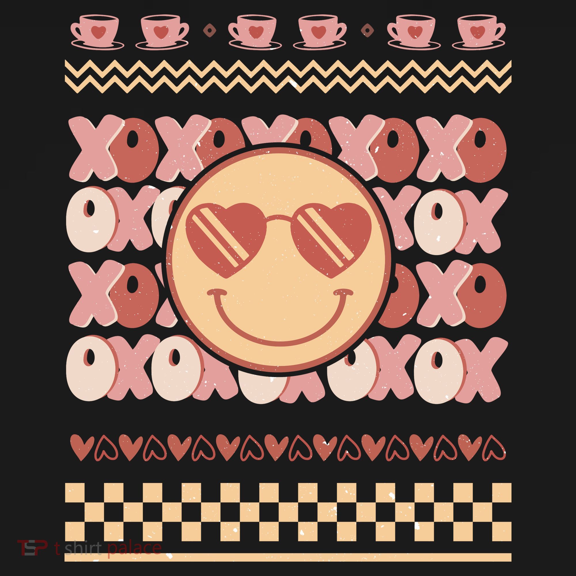 Retro Valentine Funny XOXO Smile Face Ugly Sweater Gift For Valentine Day Polo