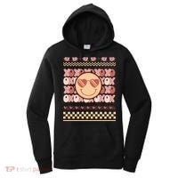 Retro Valentine Funny XOXO Smile Face Ugly Sweater Gift For Valentine Day Women's Hoodie thumb 0