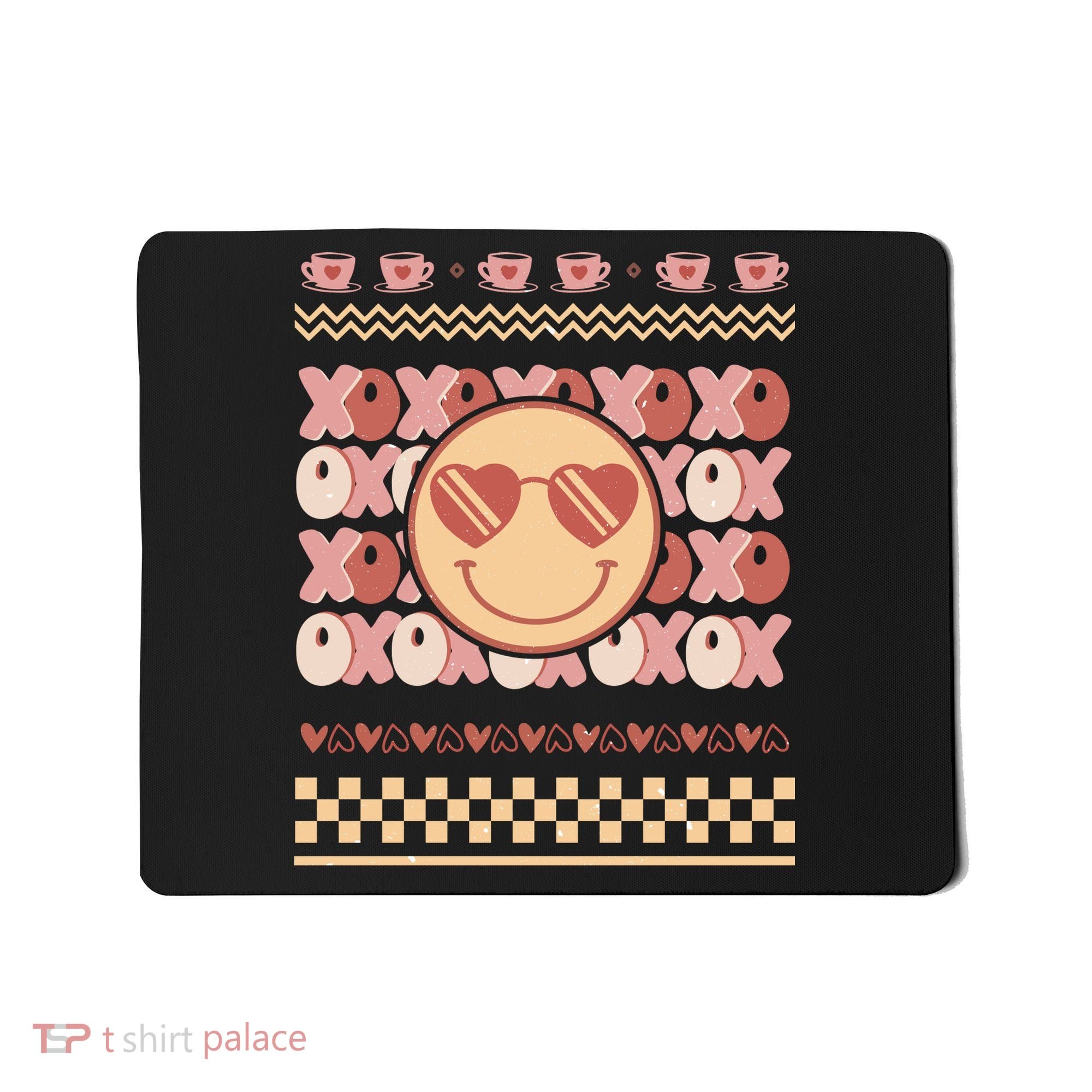 Retro Valentine Funny XOXO Smile Face Ugly Sweater Gift For Valentine Day Mousepad