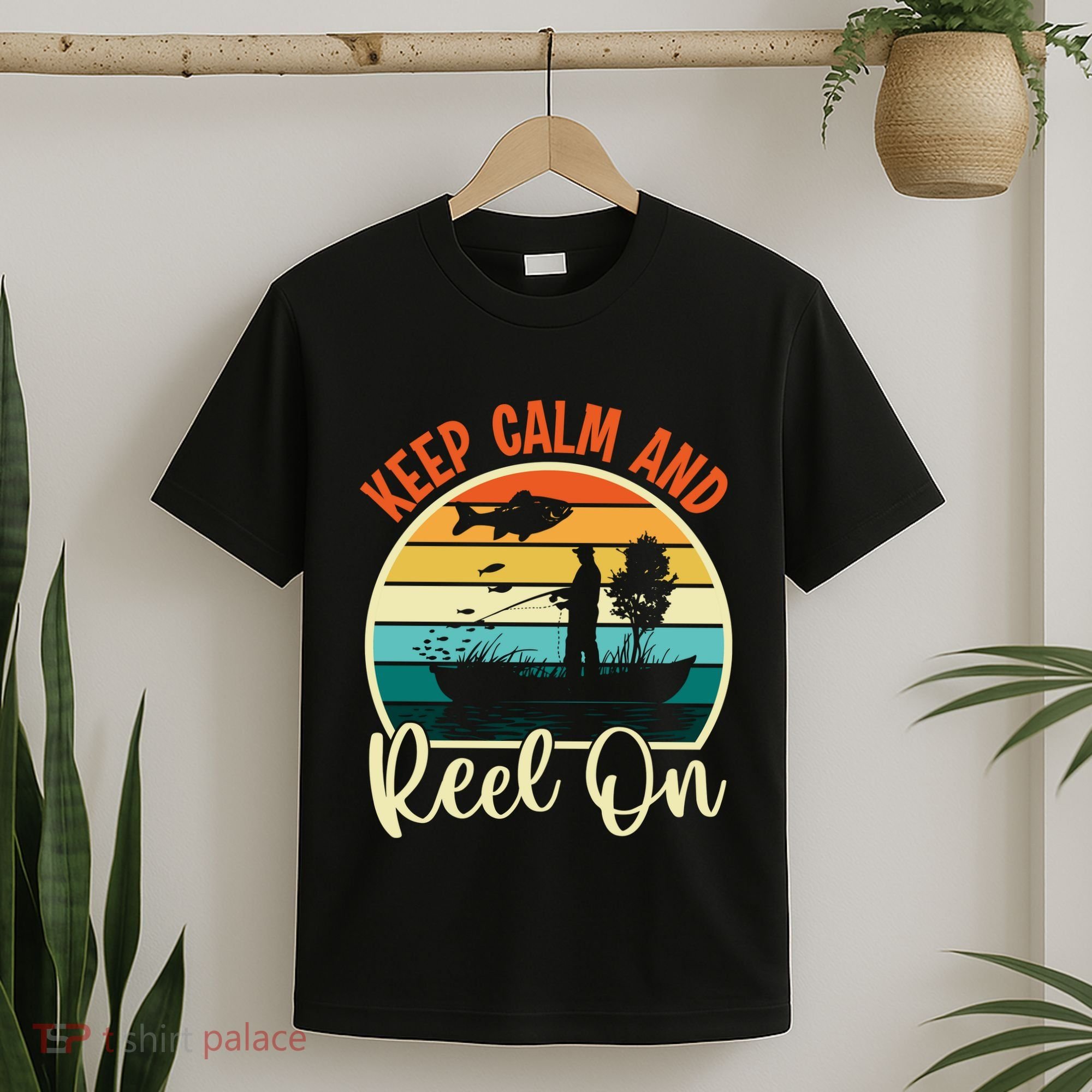 Retro Vintage Fishing Motif T-Shirt