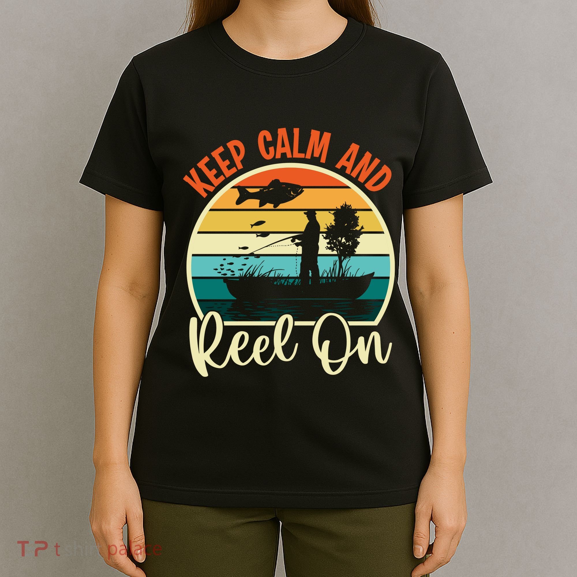 Retro Vintage Fishing Motif T-Shirt