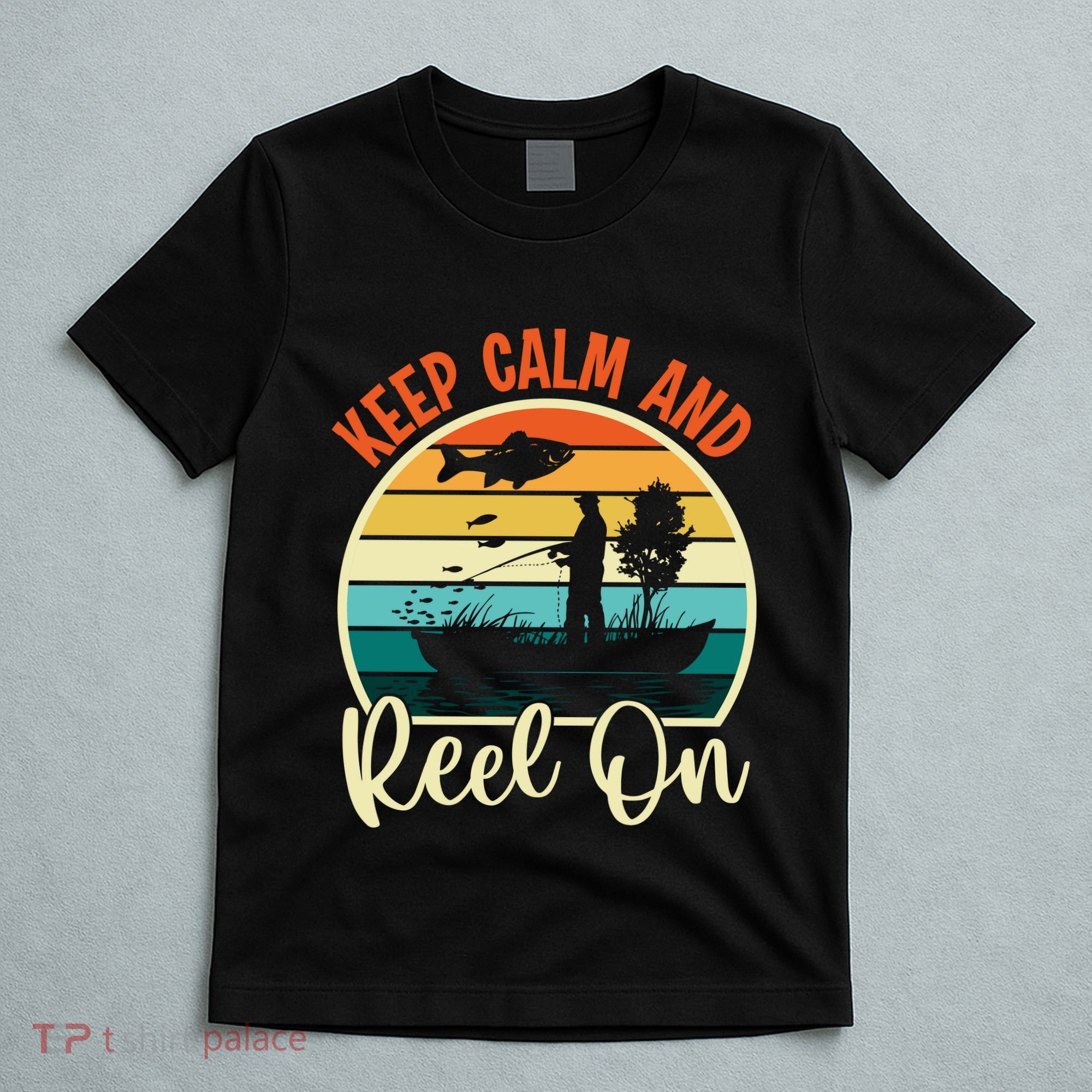 Retro Vintage Fishing Motif T-Shirt
