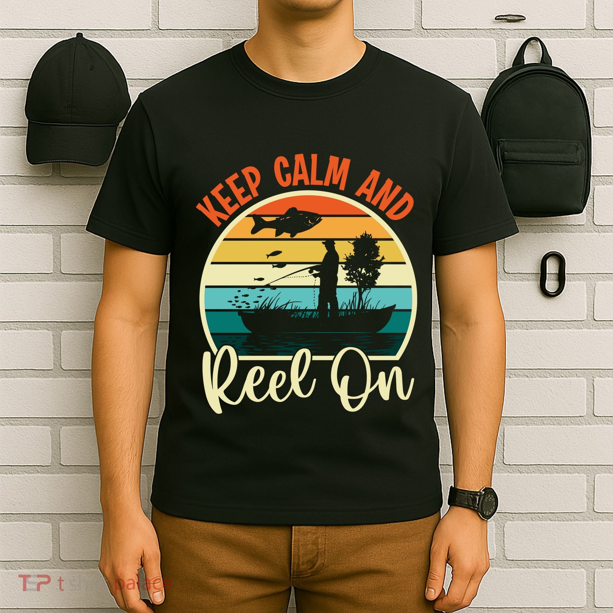 Retro Vintage Fishing Motif T-Shirt