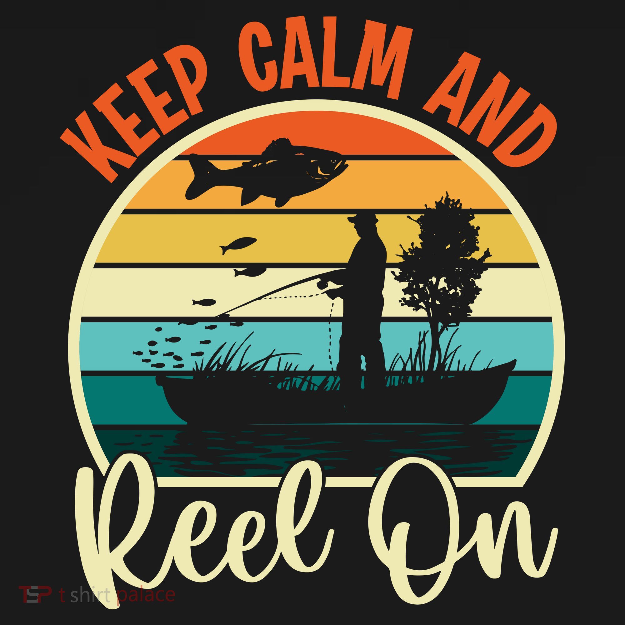 Retro Vintage Fishing Motif T-Shirt
