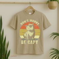 Retro Vintage Funny Capybara Dont Be Worry Be Capy T-Shirt thumb 2