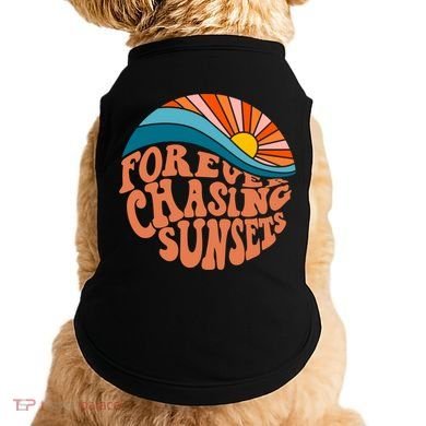 Retro Vintage Forever Chasing Sunsets Aesthetic Doggie Tank