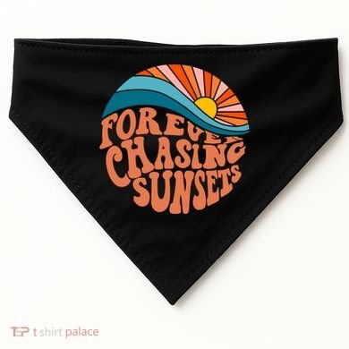 Retro Vintage Forever Chasing Sunsets Aesthetic USA-Made Doggie Bandana