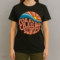 Retro Vintage Forever Chasing Sunsets Aesthetic T-Shirt thumb 4