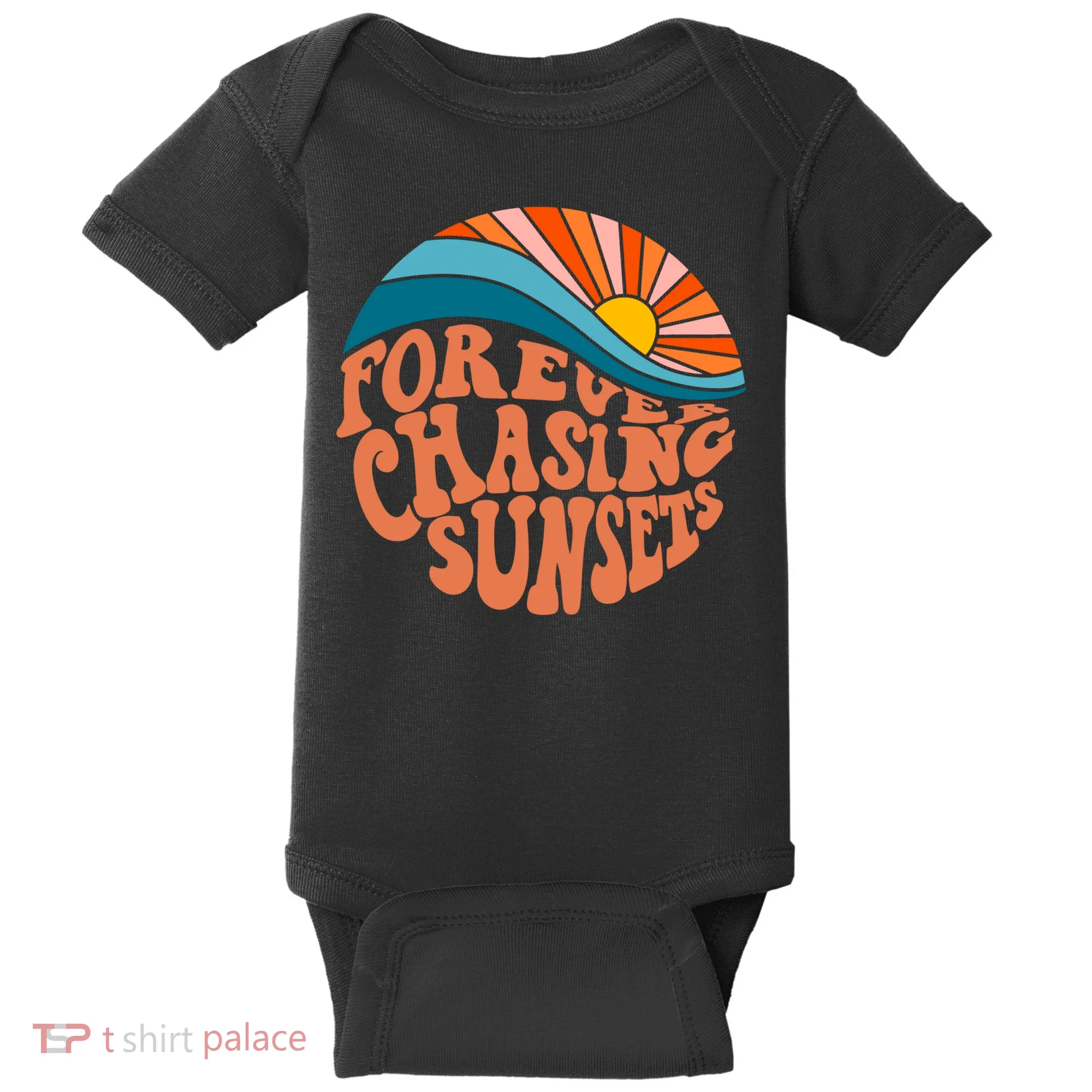 Retro Vintage Forever Chasing Sunsets Aesthetic Baby Bodysuit