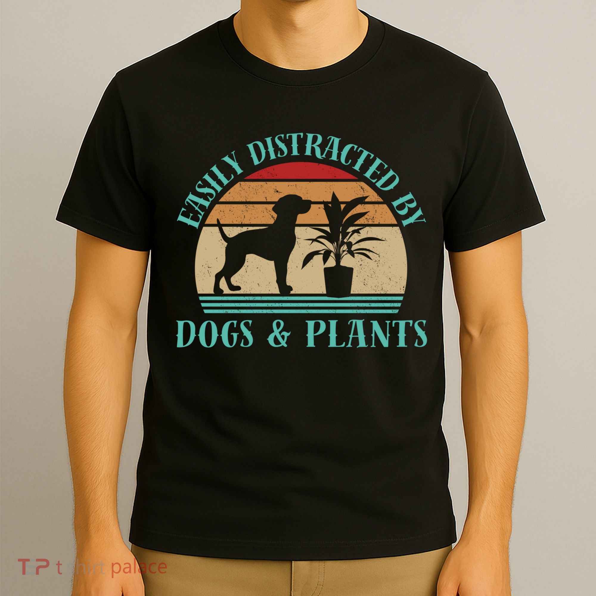 Retro Vintage Funny Easily Distracted By Plants And Dogs Plant Meaningful Gift T-Shirt