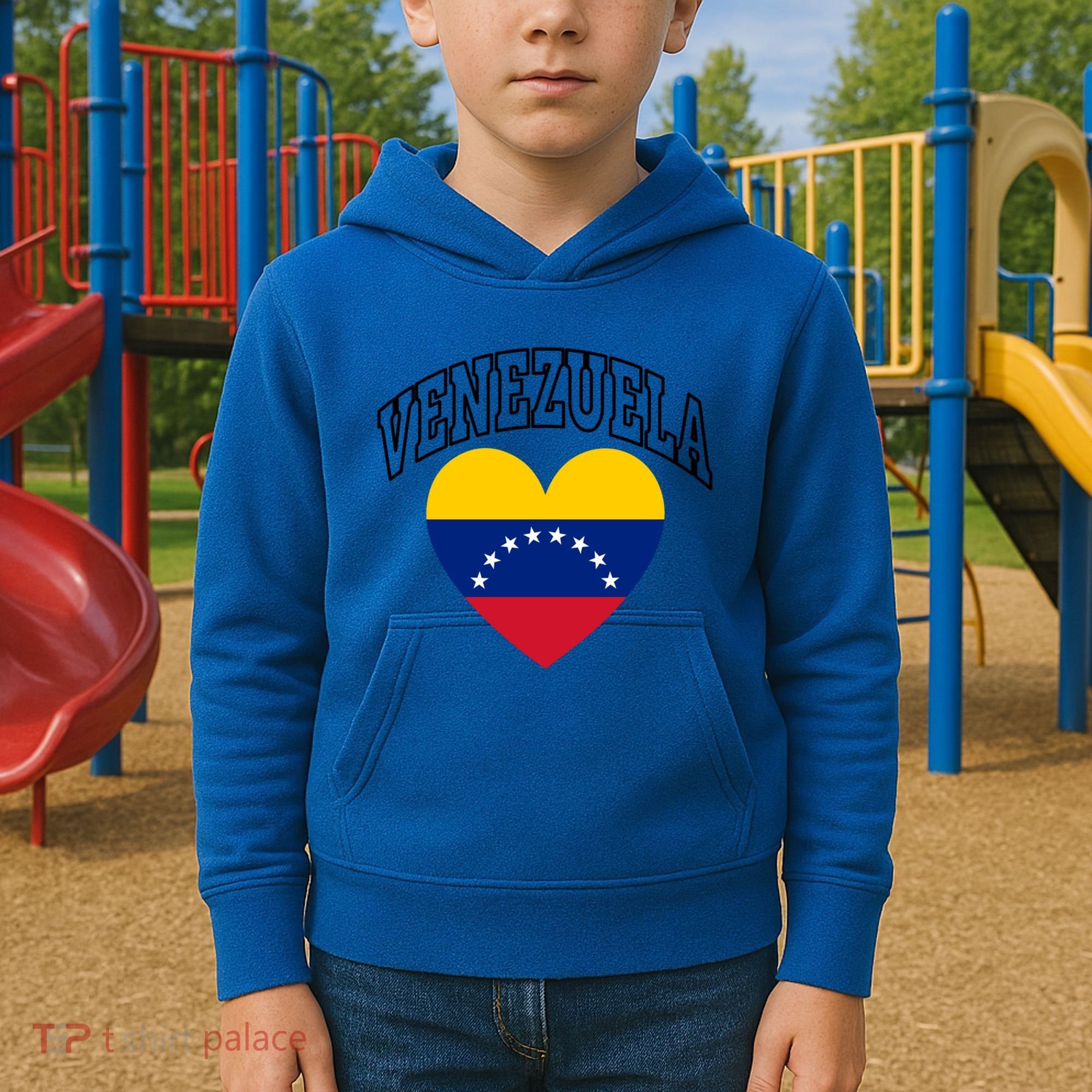 Retro Venezuela Flag Athletic Sport Heart Meaningful Gift Kids Hoodie