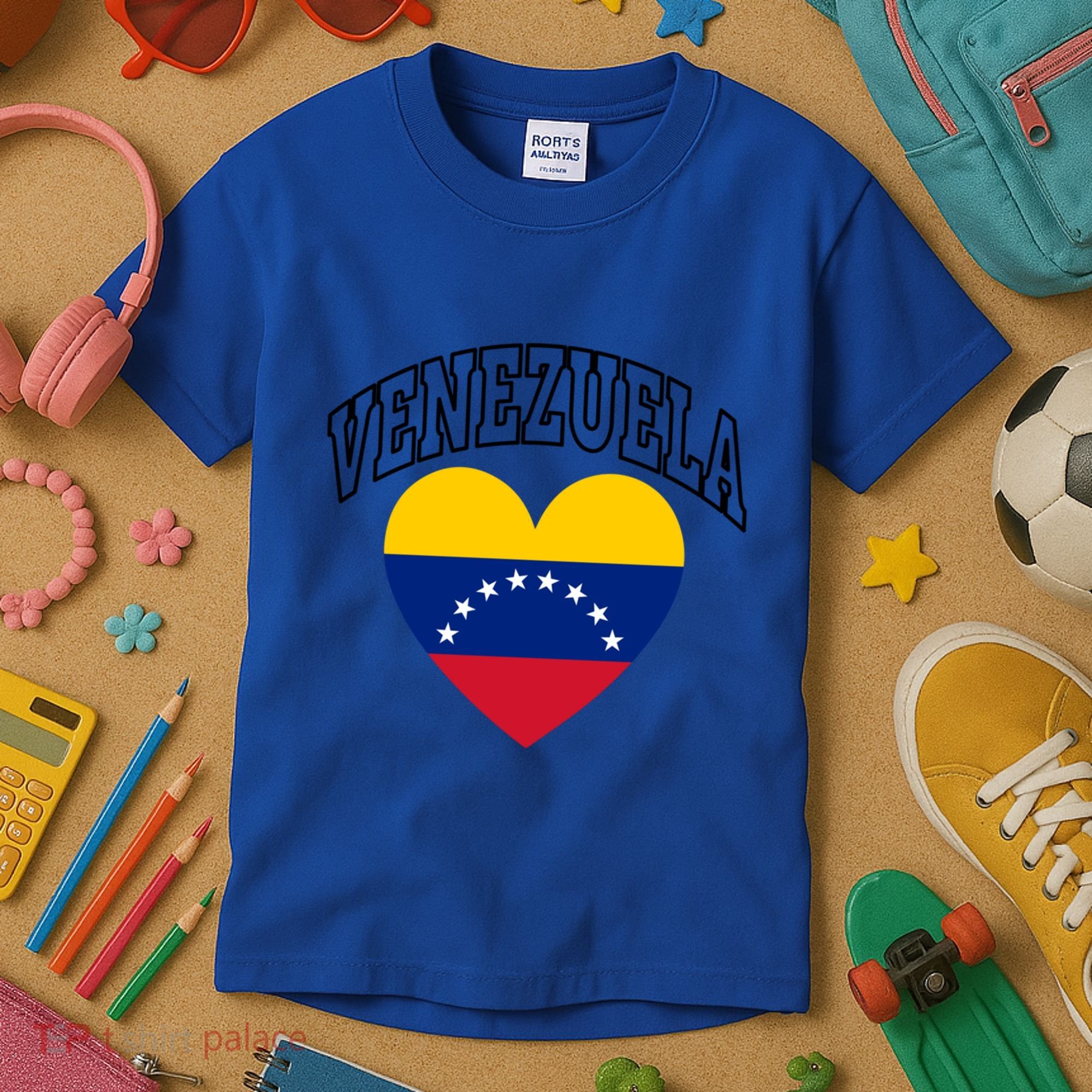 Retro Venezuela Flag Athletic Sport Heart Meaningful Gift Kids T-Shirt