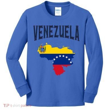 Retro Venezuela Flag Vintage Throwback Athletic Gift Kids Long Sleeve Shirt