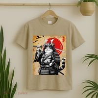 Retro Vintage Fat Samurai Cat Japanese Pop Culture Fusion T-Shirt thumb 2