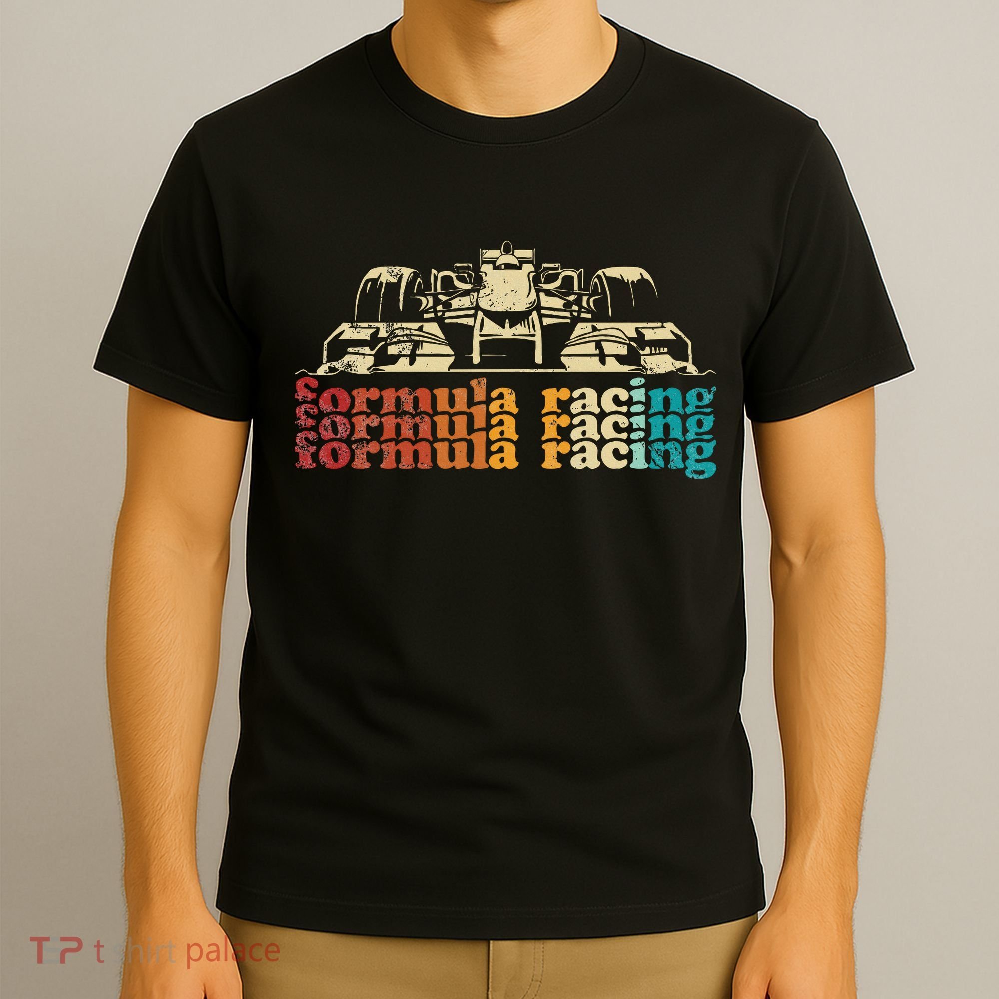 Retro Vintage Formula Racing Silhouette Race Car Lovers Fan T-Shirt