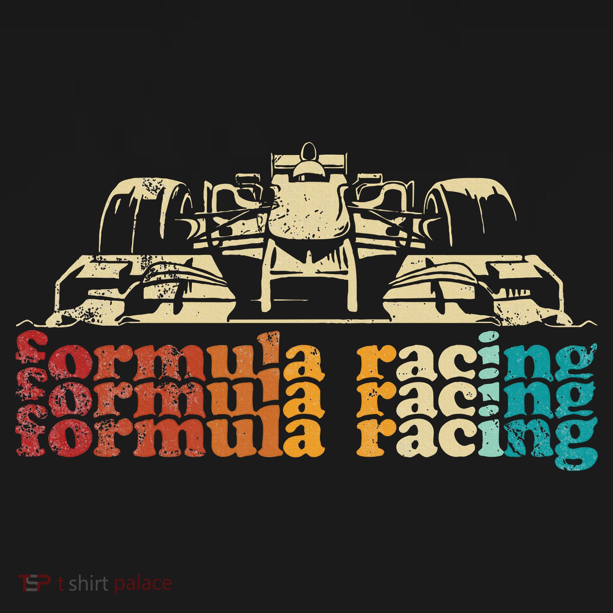 Retro Vintage Formula Racing Silhouette Race Car Lovers Fan T-Shirt