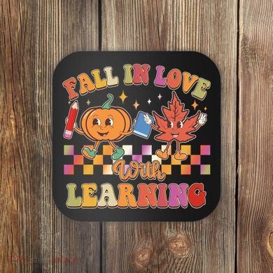 Retro Vintage Fall In Love With Learning Coaster