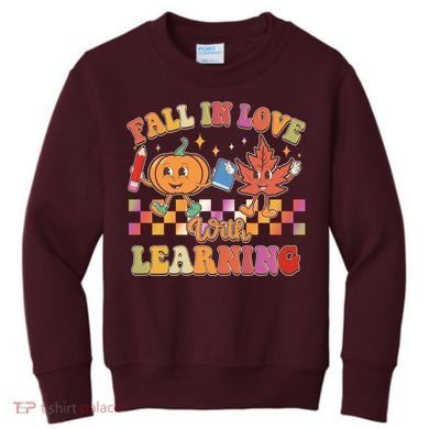 Retro Vintage Fall In Love With Learning Kids Sweatshirt