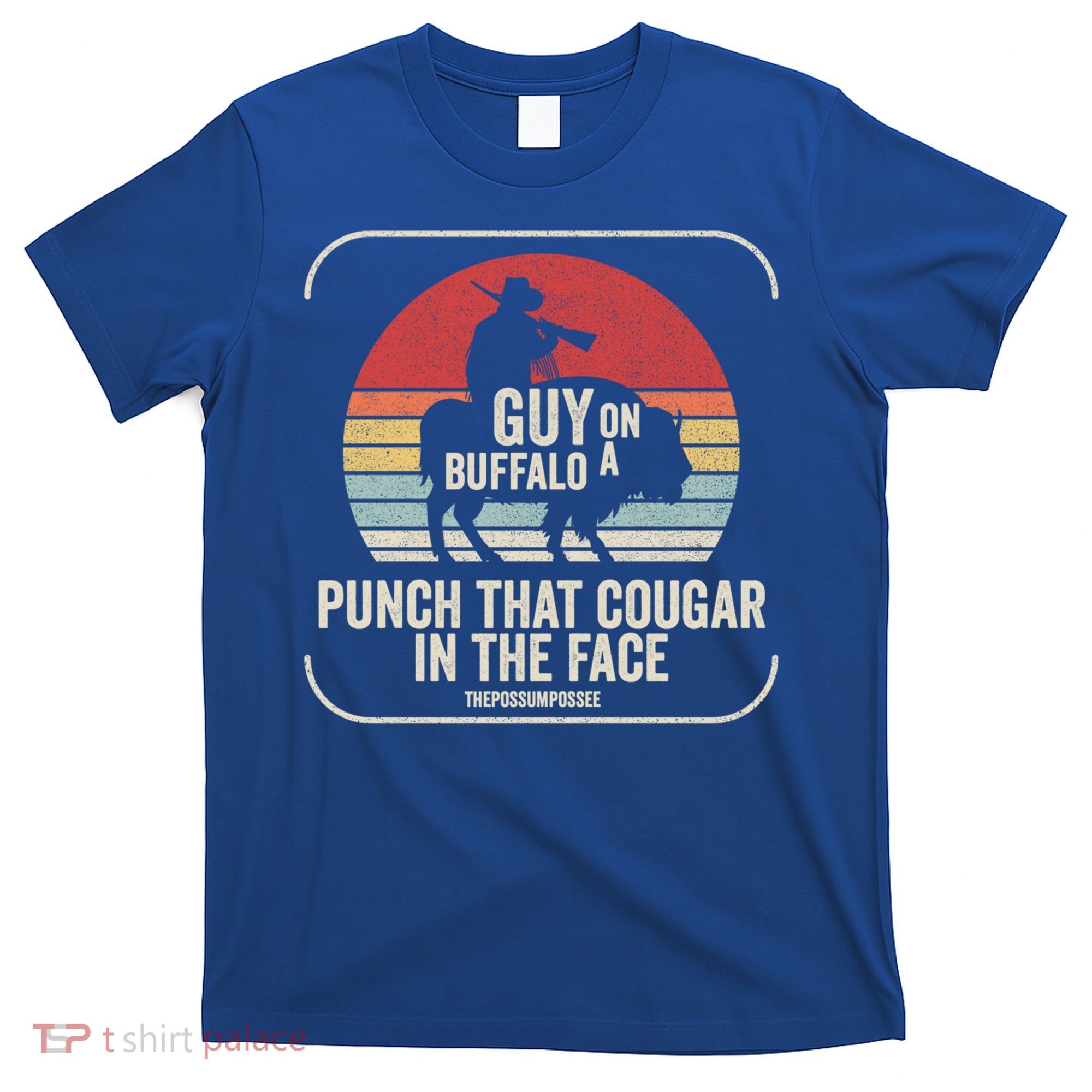 Retro Vintage Guy On A Buffalo Possum Possee Cool Gift T-Shirt