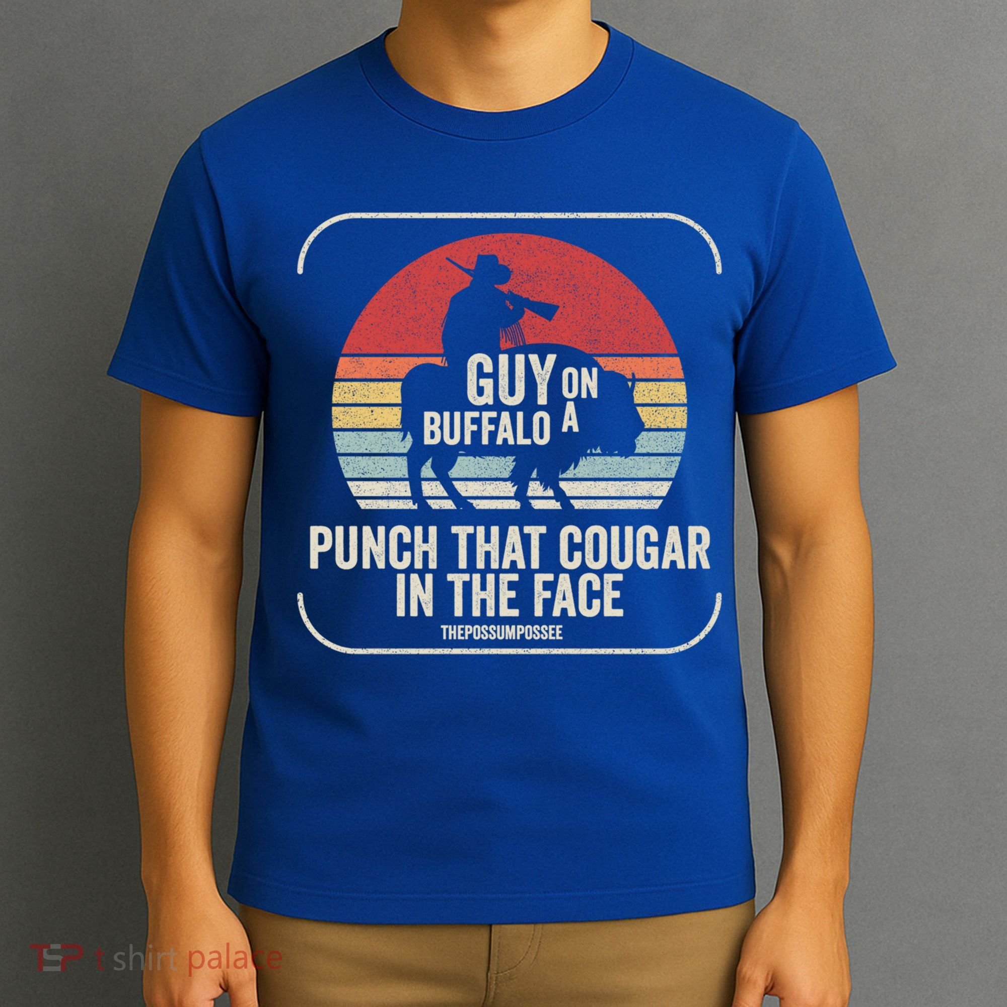 Retro Vintage Guy On A Buffalo Possum Possee Cool Gift T-Shirt