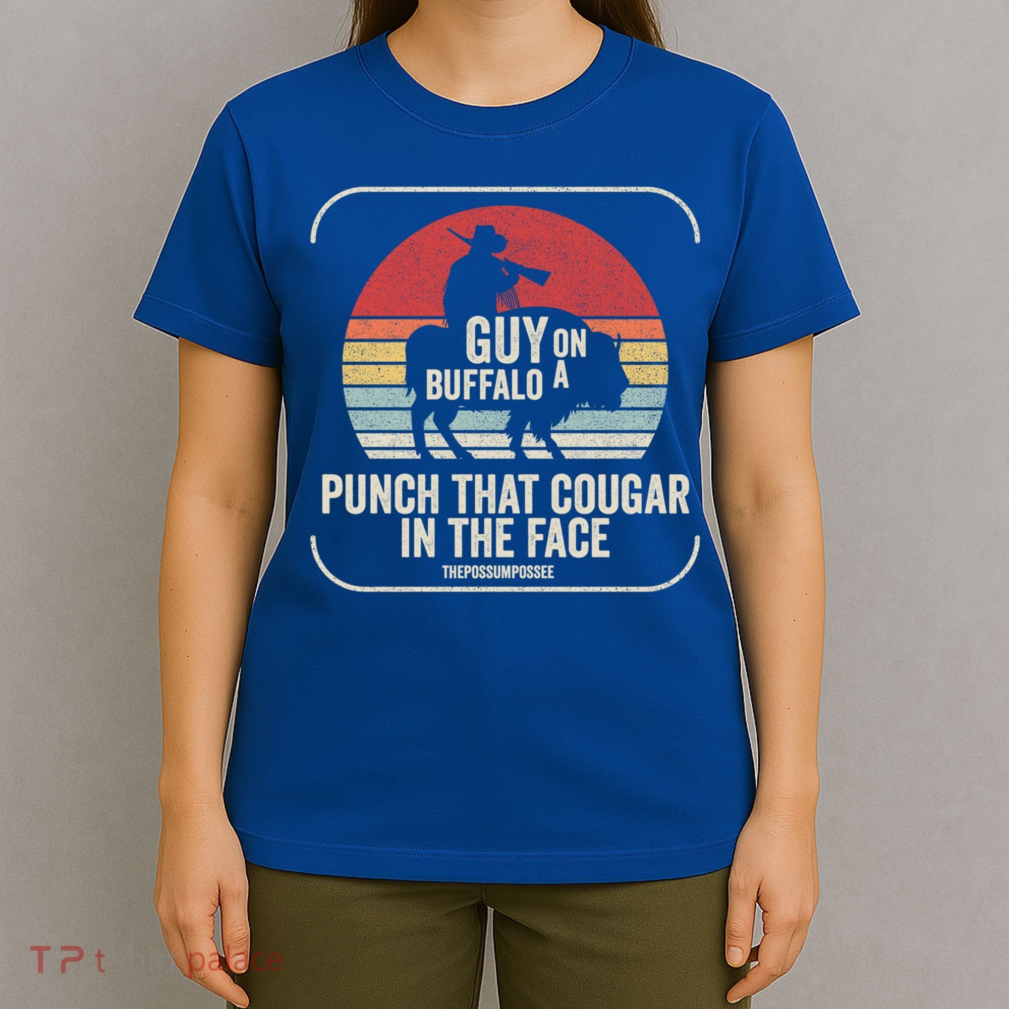 Retro Vintage Guy On A Buffalo Possum Possee Cool Gift T-Shirt