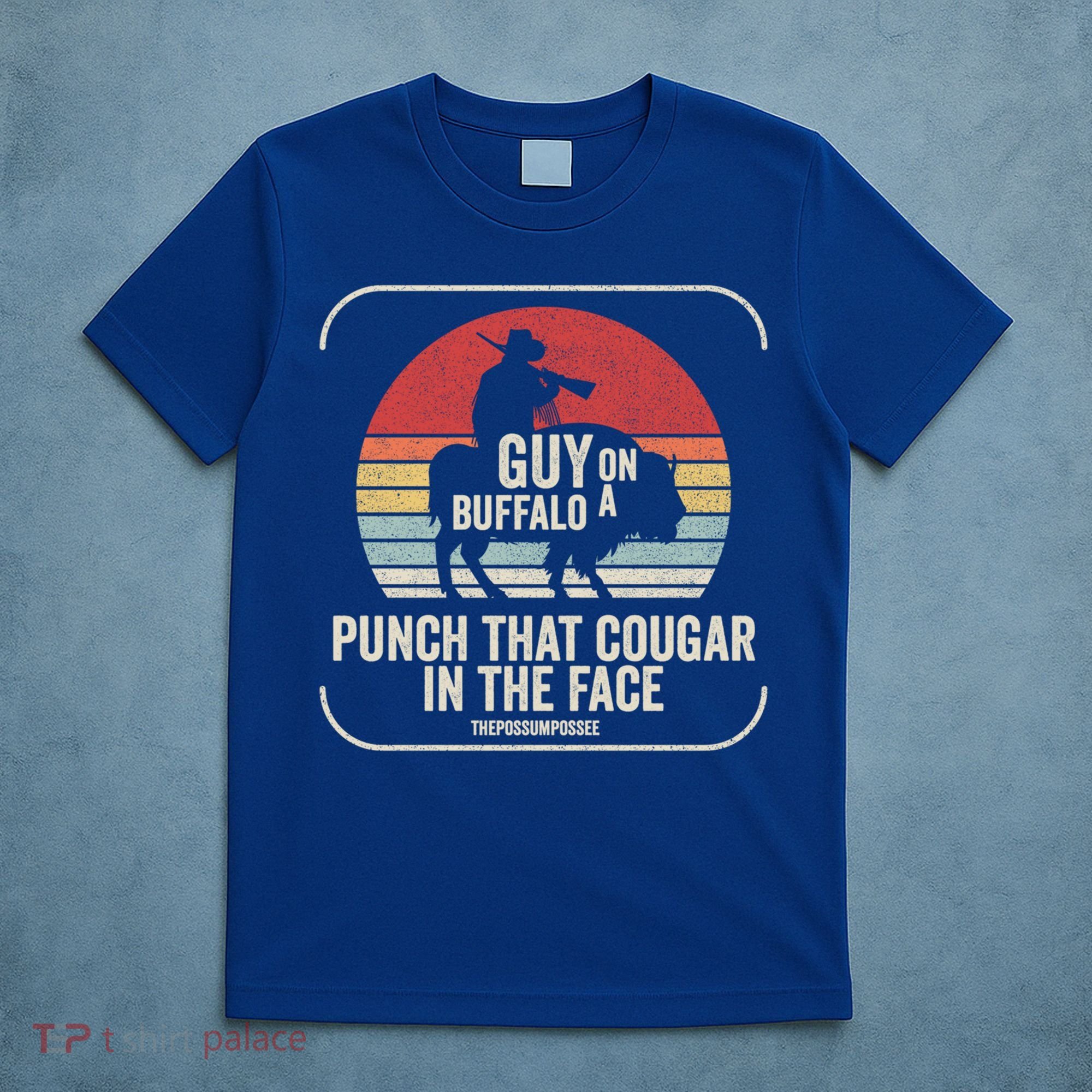 Retro Vintage Guy On A Buffalo Possum Possee Cool Gift T-Shirt