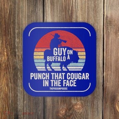 Retro Vintage Guy On A Buffalo Possum Possee Cool Gift Coaster