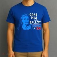 Retro Vintage Grab Him The Ballot Kamala Harris 2024 T-Shirt thumb 3