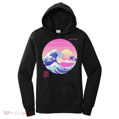 Retro Vaporwave Great Wave Japanese Aesthetic Design Women's Hoodie