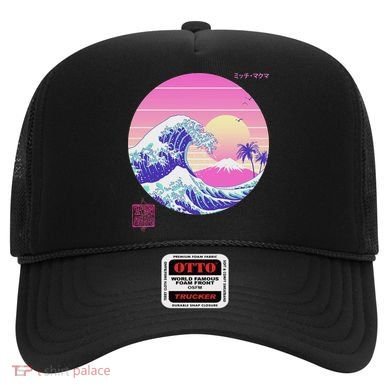 Retro Vaporwave Great Wave Japanese Aesthetic Design Hat