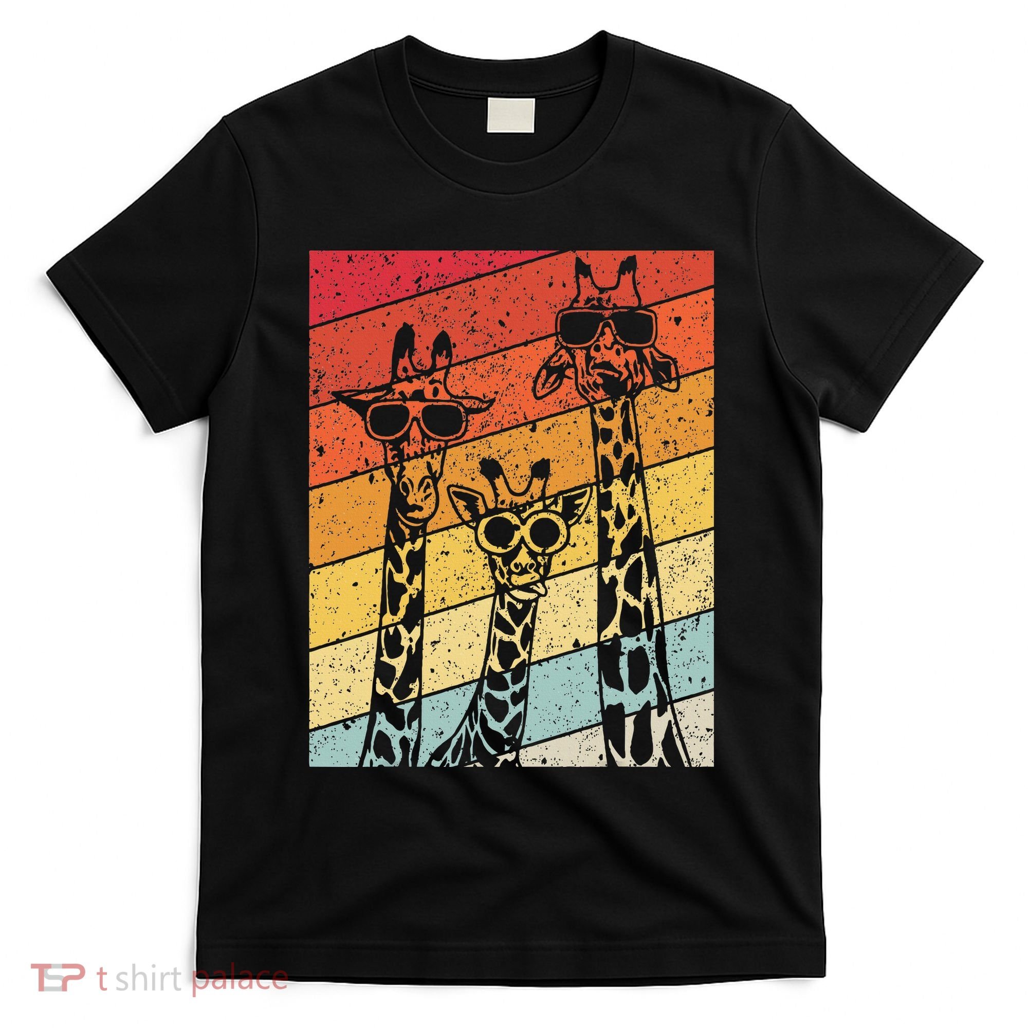 Retro Vintage Giraffe Sunglasses Gifts Funny Animal Lover T-Shirt