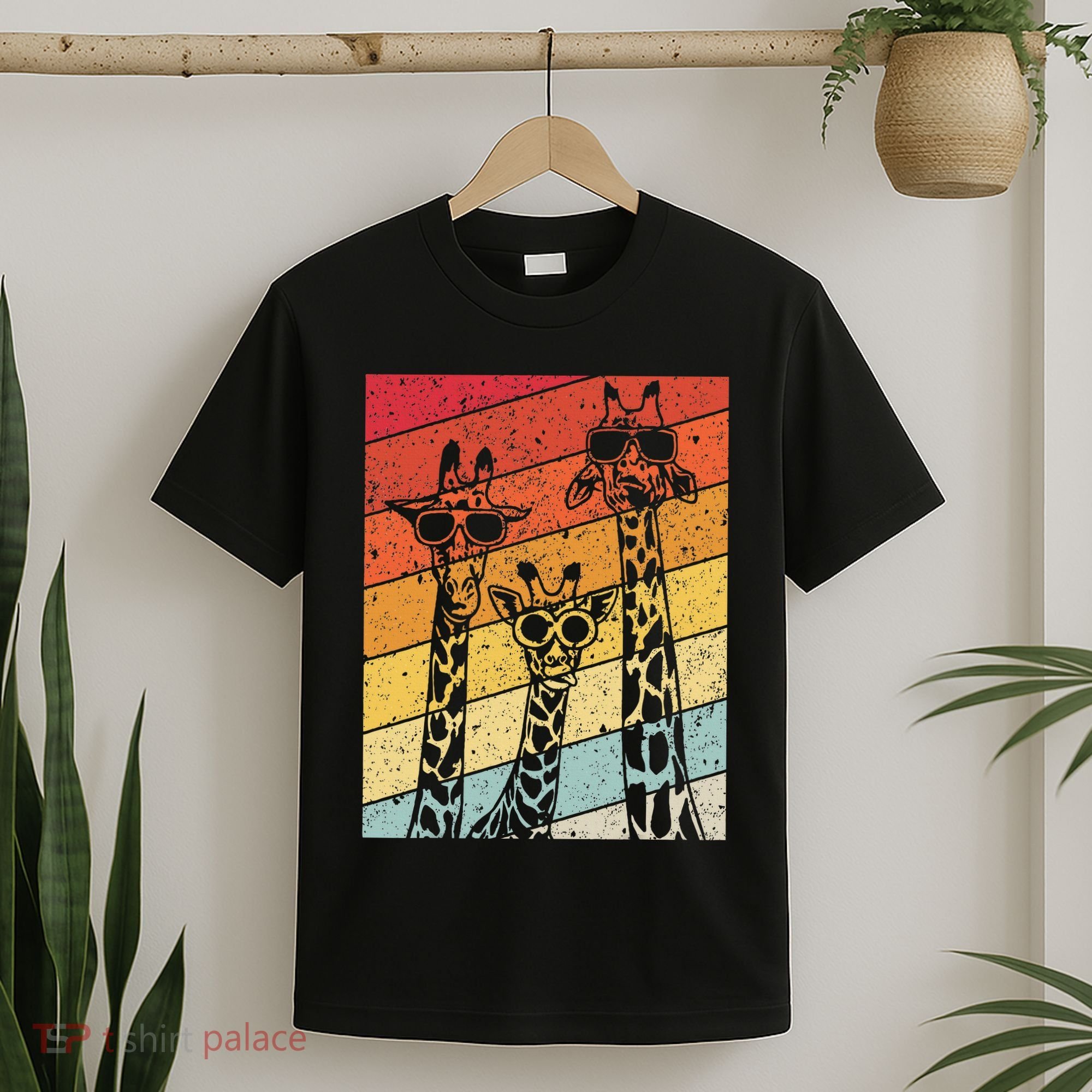 Retro Vintage Giraffe Sunglasses Gifts Funny Animal Lover T-Shirt